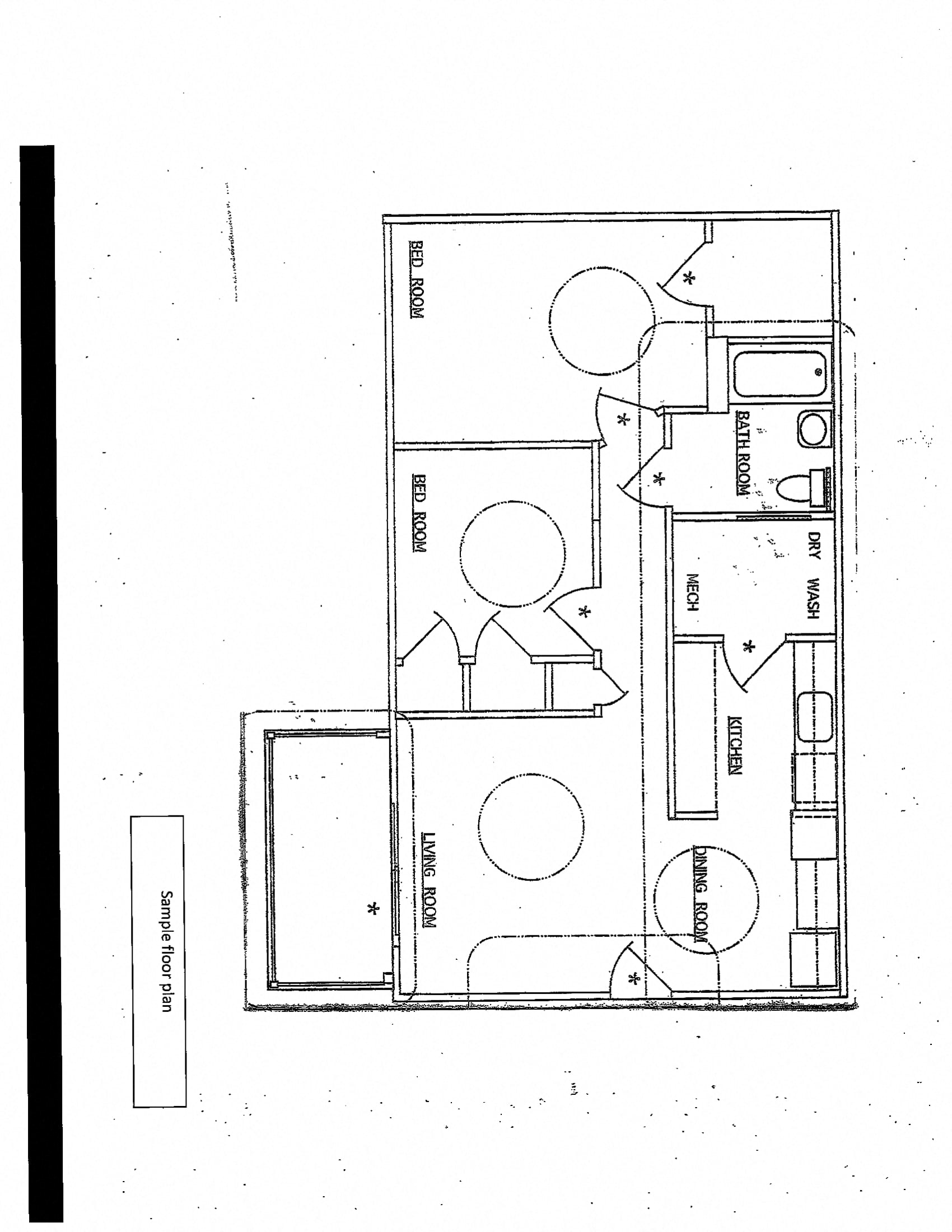Floor plan for 2 beds, 1 bath, 780 sqft